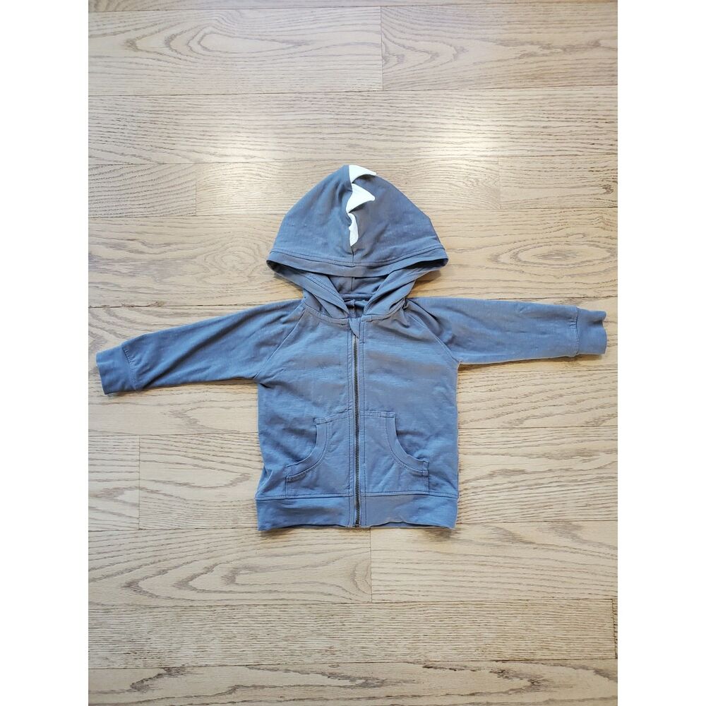 Kate Quinn Little Liam Baby 12-18m Dino Zip Hoodie Gray Night Organic Cotton